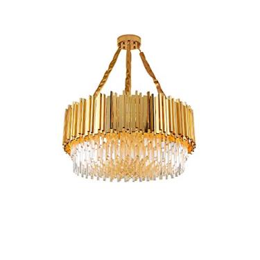 Imagem de Lustre de cristal dourado moderno, luminária de teto embutida para quarto, sala de estar, sala de jantar, escritório, 40 * 35 cm