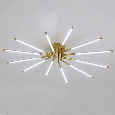 Imagem de Luminária Retro, Lustre 12 Luzes LED Luz de Teto, Lustres Modernos, Luminária de Teto Luminária de Teto Preta e Dourada Luminária de Teto Embutida, Lustres Industriais Compatível com Sala de