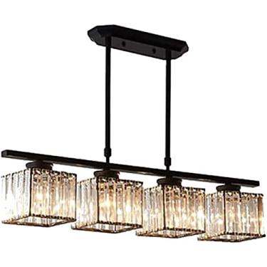 Imagem de Lustre retangular LED E27 rústico para sala de estar, quarto, luminária pendente para sala de jantar, moderno, redondo, cristal dourado, luminária de teto para cozinha, ilha, corredor, bar,