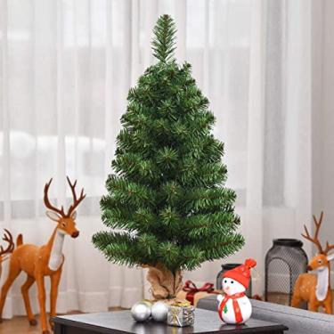 Imagem de BANGTANE Mini árvore de Natal de 90 cm, árvore de Natal artificial de abeto de mesa com topo de árvore realista e agulhas de PVC realistas, base de serapilheira, Natal, decoração interna de ação de