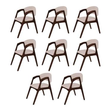 Imagem de Conjunto com 8 Cadeiras de Jantar Estofada Gabriela em Madeira e Mdf C