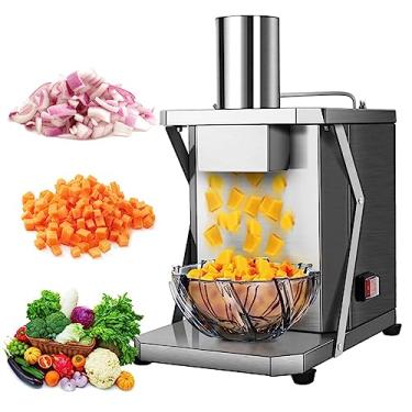 Imagem de Dicer vegetal elétrico comercial, picador de batata vegetal 200W Dicer Shredder Cortador automático de batata cebola Processador de alimentos Máquina de corte de frutas com lâminas de 6/8/10/12/15mm