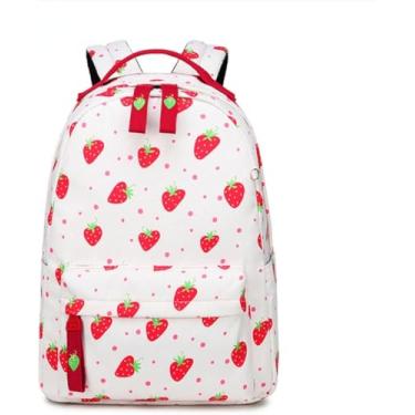 Imagem de Mochila Escolar Com Estampa De Frutas Mochila Escolar Feminina Mori Campus Estudante Do Ensino Médio Mochila Casual, Red, A