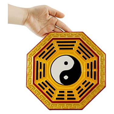Imagem de Espelho Bagua côncavo taoísta, espelho tradicional, espelho tai chi bagua feito de madeira de pêssego (18 cm)