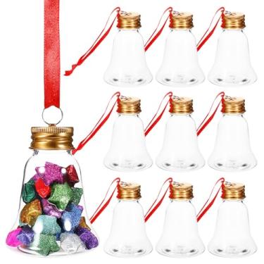 Imagem de Gadpiparty Pacote Com 12 Bolas de Bebida Recheáveis, Enfeites de Plástico Transparente para Árvore de Natal - Pingentes de Decoração de Natal para Casa E Festa - Formato de Sino
