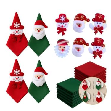 Imagem de Kit com 4 Guardanapo + Argola Anel de Guardanapo Decorativo Mesa Posta Natal