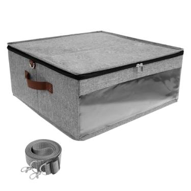 Imagem de Caixa organizadora de chapéus para bonés de beisebol com janela transparente, recipiente de armazenamento de chapéus, à prova de poeira, estojo de viagem com alça e alça para armazenamento de roupas e