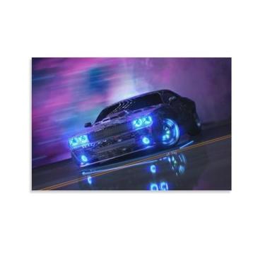 Imagem de Muscle Car JDM Neon Sport Car Cartazes para quarto masculino sala de estar quarto decoração de arte estética decoração de parede de carro arte em tela decoração de parede emoldurada sem moldura 12 x