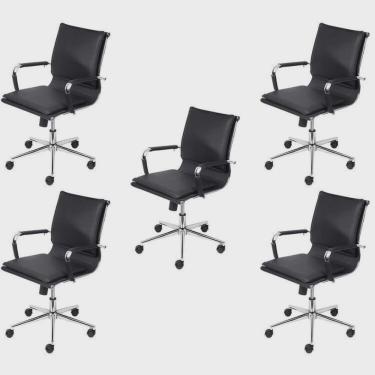 Imagem de Kit 5 Cadeiras para Escritório Diret Italiano Estofada em Corino 3304