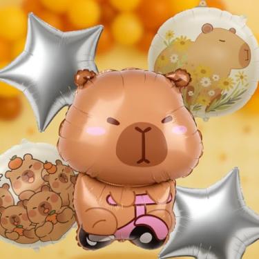 Imagem de Kit Cartelado Capivara 3D – 25 Modelos Temáticos (1 Unidade por Cartelado) – Decoração de Festa, Painel e Mesa Infantil – Foil Premium Luma Festas (Kit 5 Peças Capivara Patinete)