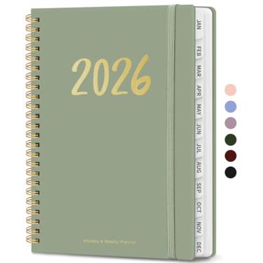 Imagem de Agenda 2026 – Agenda semanal e mensal, janeiro de 2026 a dezembro de 2026, encadernado em espiral 2025, bolso interno, perfeito para escritório, casa, material escolar - A5 (16 cm x 21,6 cm), verde