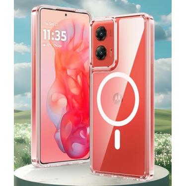 Imagem de Generic Capa para Moto G Stylus 5G (2024), transparente, proteção contra quedas de nível militar, à prova de choque, magnética, antiamarelamento, resistente a arranhões, compatível com carregamento