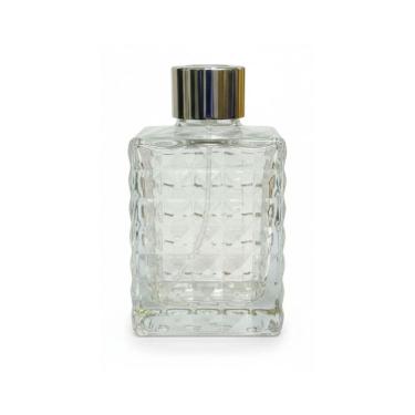 Imagem de Vidro Micro Garrafa Retangular Tampa Prata 70 Ml