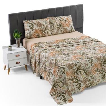 Imagem de Lençol Casal 4 Peças Estampado Percal 200 Fios 100 Algodão - RT ENXOVA