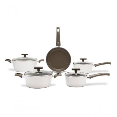 Imagem de Conjunto De Panelas 5 Peças Cerâmico Antiaderente Nata Linha Ceramic Life Organika Nata