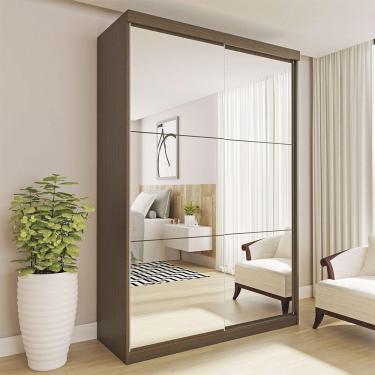 Imagem de Guarda Roupa Solteiro Salvador Top 2pts 6 Espelhos Minastex Freijó