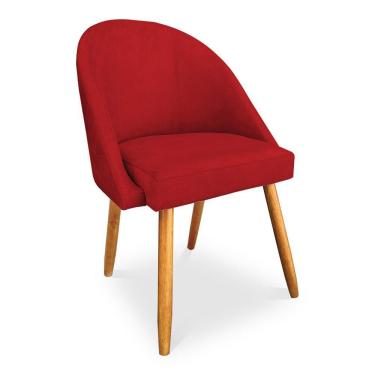 Imagem de Cadeira De Jantar Bela Suede Pés Palito Castanho Vermelho