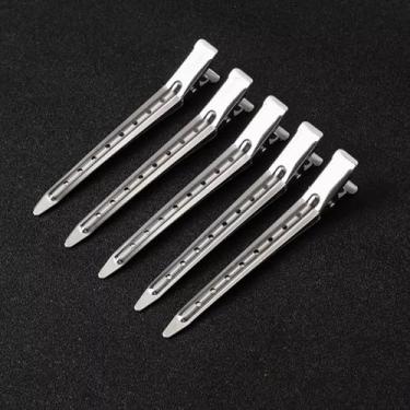 Imagem de 24 grampos de cabelo, grampos de bico de pato, pinças de ondulação de jacaré de metal perfurado à prova de ferrugem de 8,5 cm para pentear o cabelo seccional