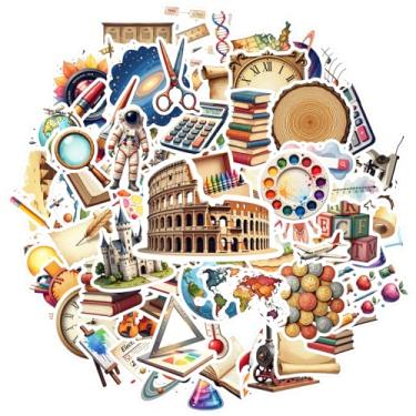 Imagem de 100 peças Educação Ciência História Geografia Arte Materiais Escolares Adesivos Artísticos para Mala Frigorífico Telefone Bagagem Laptop Guitarra Carro Adesivos Brinquedos Notebook Bagagem Celular