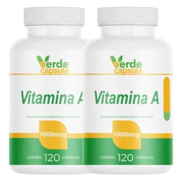 Imagem de Kit 2 Vitamina A 1000mcg 240 Cápsulas - Acetato de Retinol (Vitamina A Ativa) - Suplemento Alimentar em Cápsulas - Verde Cápsula