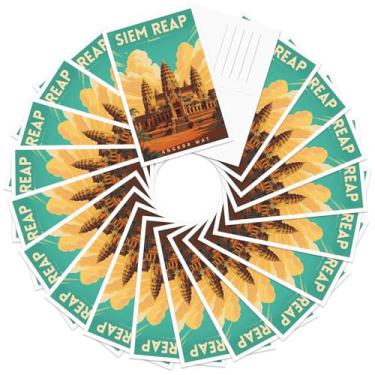 Imagem de gaeaverse Cartões postais de viagem vintage Siem Reap Camboja - 20 peças/conjunto de pontos de referência Angkor Wat, cartão postal vintage de todo o mundo para decoração de correspondência, presente