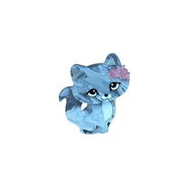 Imagem de Anel grosso de gato fofo para mulheres - Resina acrílica animal animal de estimação banda de dedo moda moda confortável ajuste adorável joia de aniversário de Natal para filha diâmetro interno 18 mm