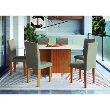 Imagem de Conjunto Mesa De Jantar 170cm Com 6 Cadeiras Multimóveis CR50209 Cacau Freijó-off White-cacau