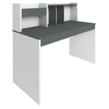 Imagem de Mesa Para Escritório Escrivaninha Home Office Cefas A02 Grafito Branco - Lyam Decor