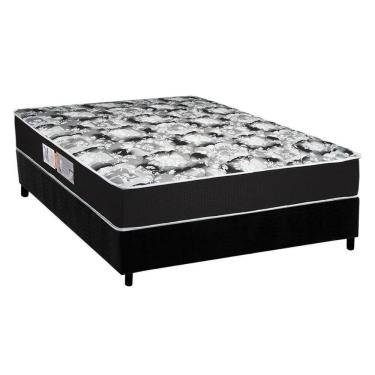 Imagem de Cama Box Casal: Colchão Espuma Luckspuma D45 Gran Luck + Base Crc Suede Black(138X188)