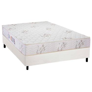Imagem de Cama Box Casal: Colchão Espuma Luckspuma D45 Gran Luck + Base Crc Courano White(138X188)