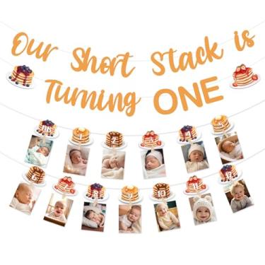 Imagem de Wonmelody Pancakes First Birthday Decorations Pancakes 1st Birthday Photo Banner Our Short Stack is Turning One Banner Garlands Sweet Pancakes Brunch Breakfast Stack Party Supplies for 1st Boy Girl