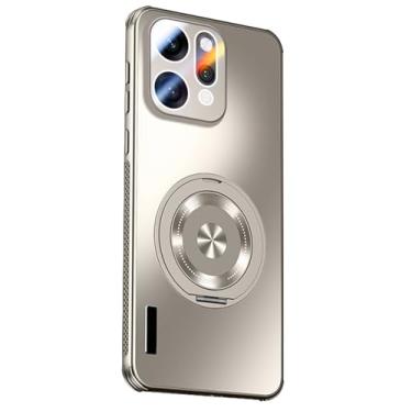 Imagem de HAOMRIYL Capa magnética para Oppo Find X9/X9pro, capa de suporte de anel de proteção de lente rígida PC capa de dissipação de calor, cinza, X9