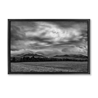 Imagem de Stupell Industries Arte de parede em tela flutuante emoldurada dourada com vista céus nublados distantes, design de James Rodewald, 53 x 78 cm