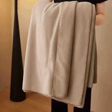 Imagem de JUSHZ Cobertor de lã cobertor ponderado cobertores e mantas fofas mulheres homens para cama adulto casal solteiro para sofá inverno xaile grosso e quente para dormitórios (marrom 2.200 x 230 cm)