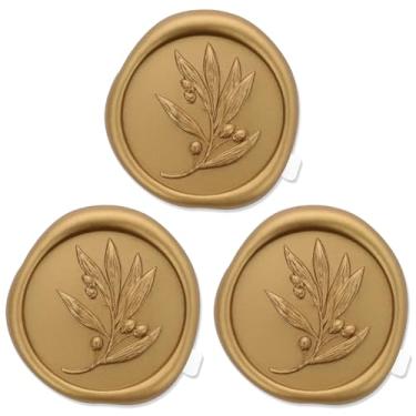 Imagem de Zaamwoyy 50 adesivos de lacre de cera, acessórios de convite de casamento, adesivos de selo, cartões de envelope, lacre de cera vintage para aniversário de casamento, chá de panela, Natal (dourado)