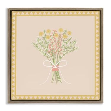 Imagem de Stupell Industries Arte de parede em tela flutuante preta com borda amarela buquê de primavera, design de Adrienne Morris, 25 x 25