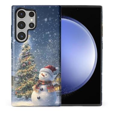 Imagem de CARLOCA Compatível com Samsung Galaxy S23 Ultra Full Body Matte Case para menina menino capa rígida à prova de choque para Samsung Galaxy S23 Ultra Fashion Pattern chapéu cachecol boneco de neve