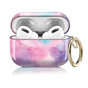 Imagem de Capa compatível com AirPod Pro 2ª/1ª geração 2023/2022/2019, capas fofas com chaveiro dourado para Air Pod Pro 2 e 1, para homens, mulheres e meninas (céu rosa)