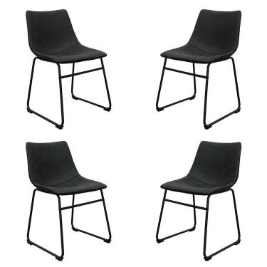 Imagem de Kit 4 Cadeiras Decorativas Marquezine Sala De Jantar Pu Base Aço Preto G56 - Gran Belo