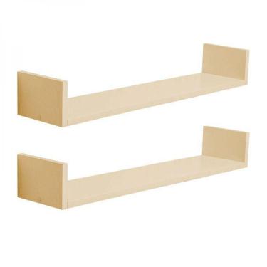 Imagem de Kit 2 Prateleiras U 90 x 20cm Bege Claro Invisível