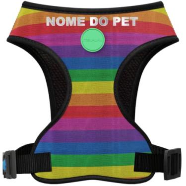 Imagem de Combo Peitoral Style Para Cachorro Com Guia Tradicional, Localizador e Nome Personalizado (Rainbow, PP)