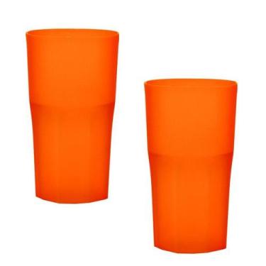 Imagem de Kit 2 Copos Roma Laranja Neon 360Ml Plástico Premium - Bb Store