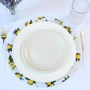 Imagem de Kit 2 Pçs Capa Sousplat Allegra Estampado Tecido Microfibra e Base MDF