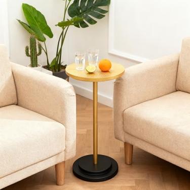 Imagem de COVLON Mesa de bebida, mesa de martini esculpida, mesa lateral pequena, base ponderada para sala de estar, quarto, banheiro, dourado e preto