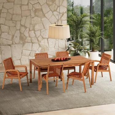 Imagem de Conjunto 6 Cadeiras 1 Mesa 180cm - Varanda Coberta/área Gourmet Traço 