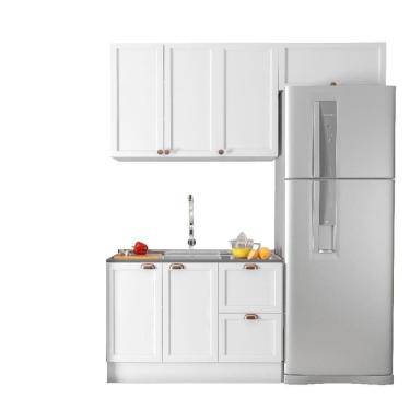 Imagem de Cozinha Modulada Unna 3 Peças Com Balcão 120cm Branco Sem Tampo - Poliman Móveis Branco