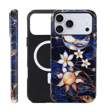 Imagem de Fourmor Capa para iPhone 17 ProMax – Carregamento sem fio para MagSafe, capa externa rígida de policarbonato + capa protetora interna de TPU macio com 2 camadas, estampa de girassol, adequada para