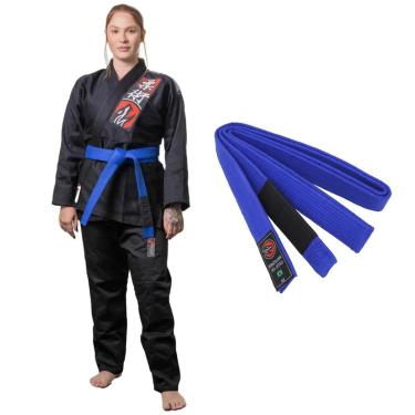 Imagem de Kimono Jiu Jitsu Naja Choke Preto Trançado E Reforçado com Faixa BJJ Adulto-Unissex