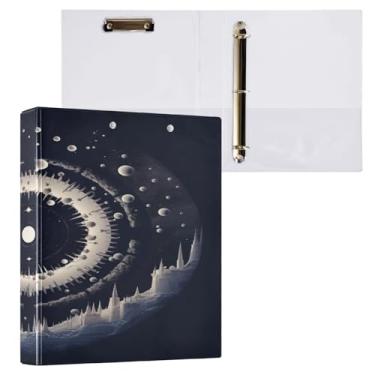 Imagem de Blueangle Fichário de 3 anéis para sol e lua com prancheta e 2 bolsos - Organizador de documentos decorativos de 3 cm para escritório, suprimentos para reuniões (863)