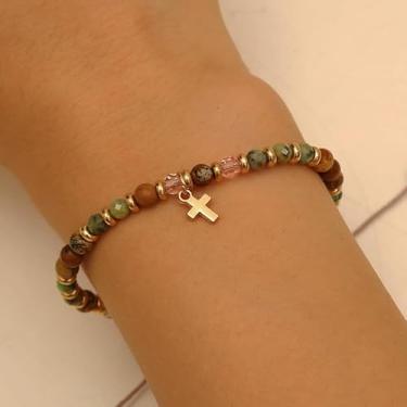 Imagem de Pulseira feminina Embtrem com pedras curativas Life Is Tough But So Are You Inspirational Jewelry Gift for Women, Medium, Latão, Sem Pedra Preciosa